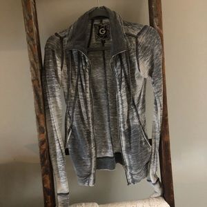 Grey distressed Guess zip up jacket